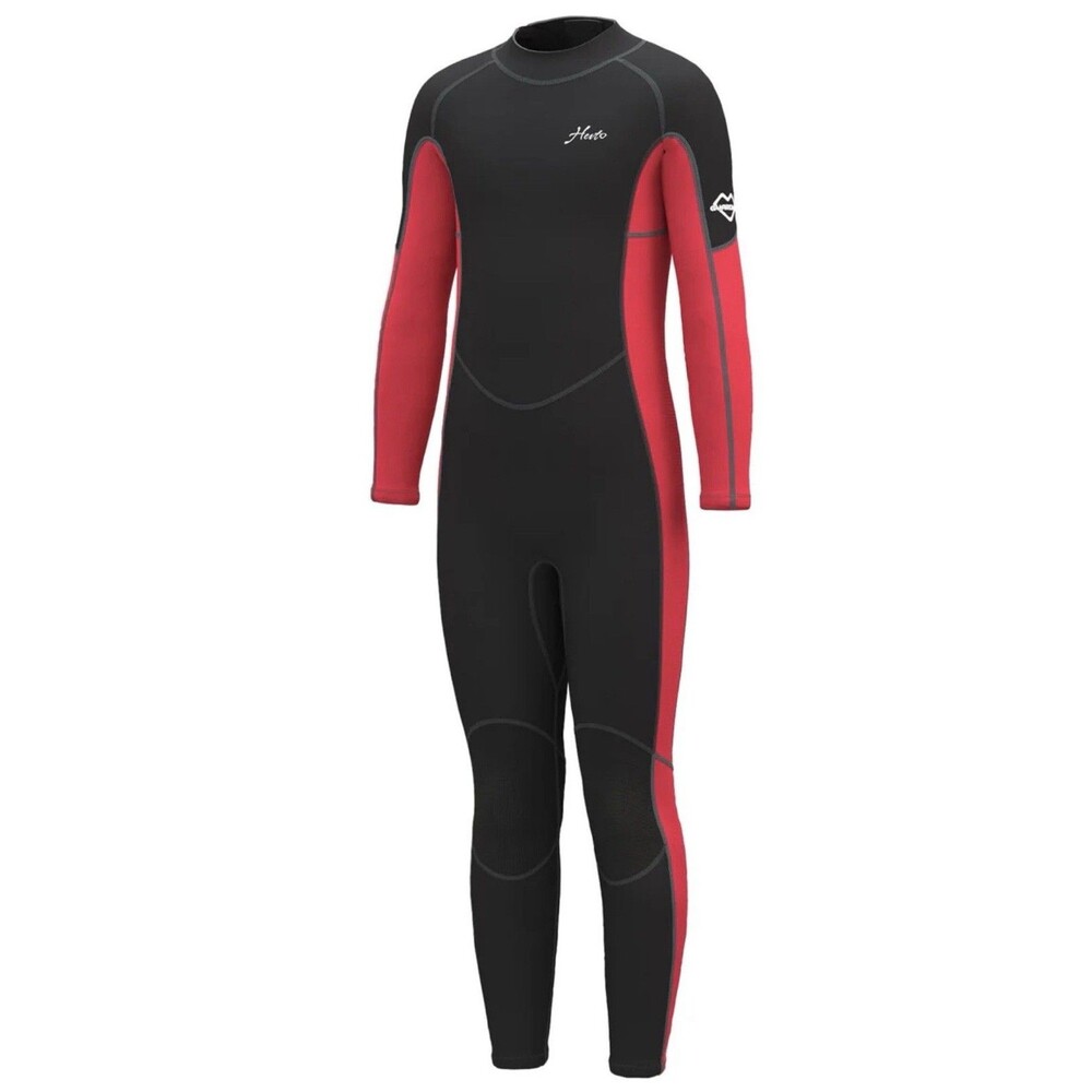 Hevto Kids Wetsuit Size 6 Youth Black Red Neoprene Full Body Dive Surfing (read)